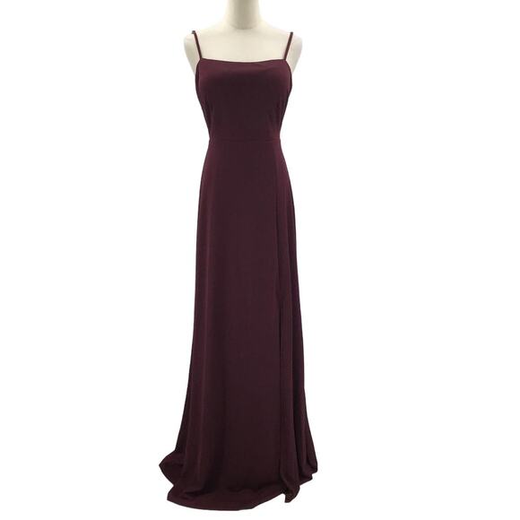 BIRDY GREY SZ L Red Cabernet Benny  Cutout Back-Bow Tie Maxi Dress NWT 0B14 - Picture 3 of 11